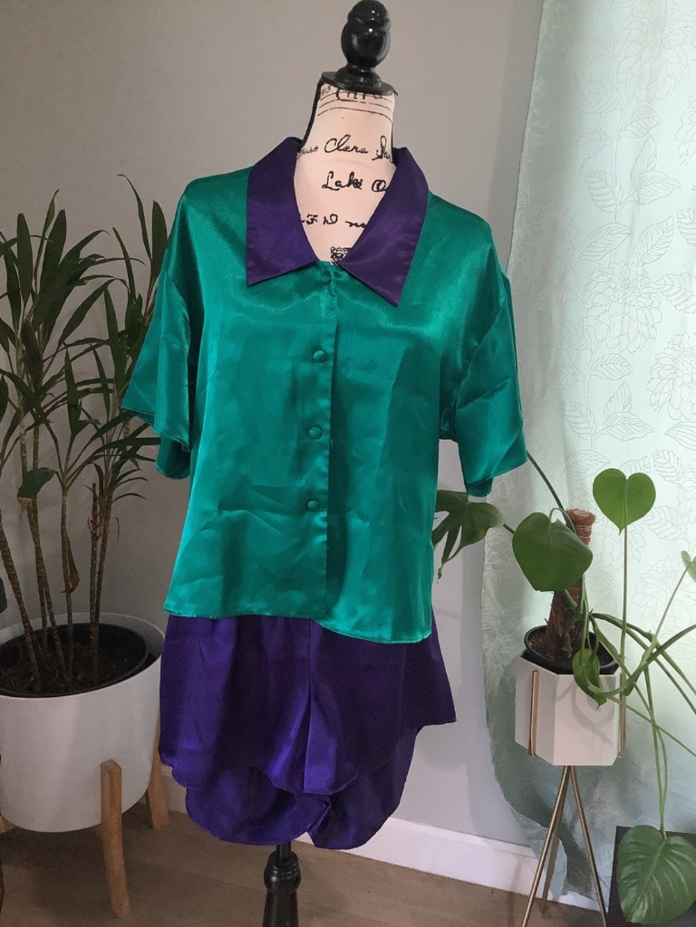 Vintage Victoria's Secret Purple Satin Sleep Short Set